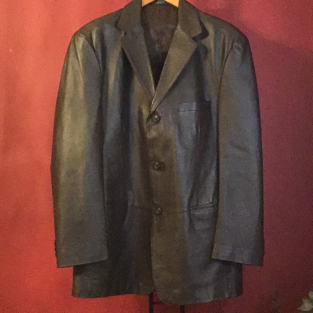 NWOT STAFFORD MEN’S LEATHER BLAZER SIZE M* - Picture 2 of 6